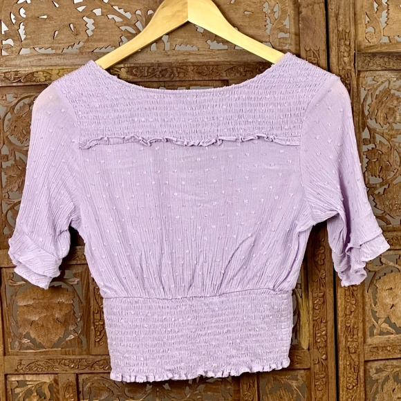 Love Tree Cropped Blouse - SMALL - Light Purple - EUC - Picture 2 of 6